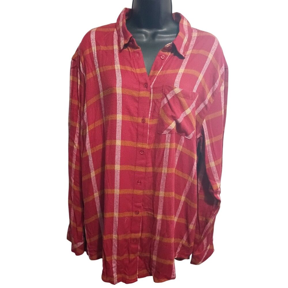 Market & Spruce Shirt XL Pink/Red Flannel Button Up Casual Wear Top New With Tag